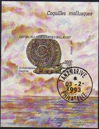 z vendido Madagascar 1992 Scott 1121 Sello * HB Moluscos Architectonica Maxima Coquilla Matasellos de Favor Preobliterado Malagasy B208 
